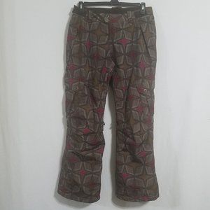 North Face Womens Medium Gold Pink Ski Snow Pants snowboard Snowsuit Bibs Bib M